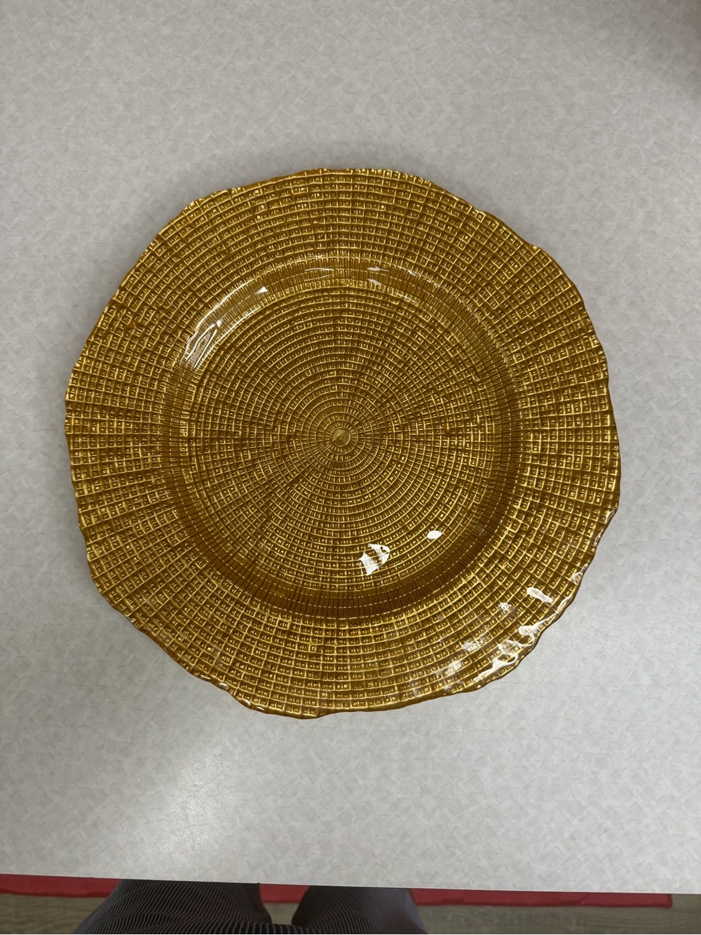 Amber Textured Glass Charger Plate serving plate 10.5”